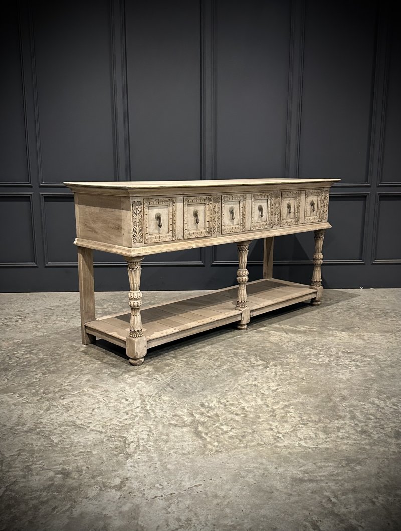 Carved Bleached Oak Potboard Dresser