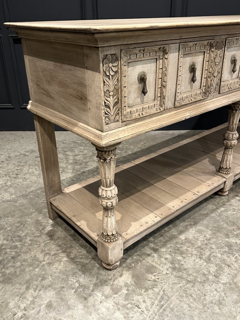Carved Bleached Oak Potboard Dresser - Image 8