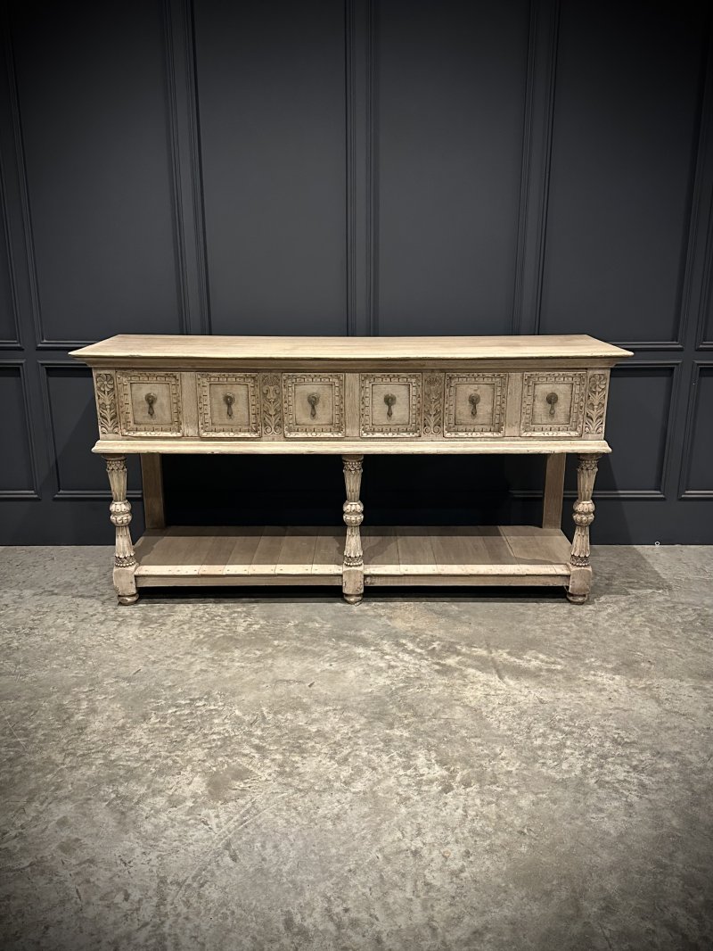 Carved Bleached Oak Potboard Dresser - Image 4