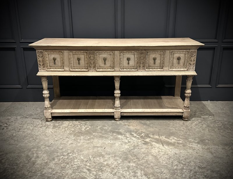 Carved Bleached Oak Potboard Dresser - Image 3
