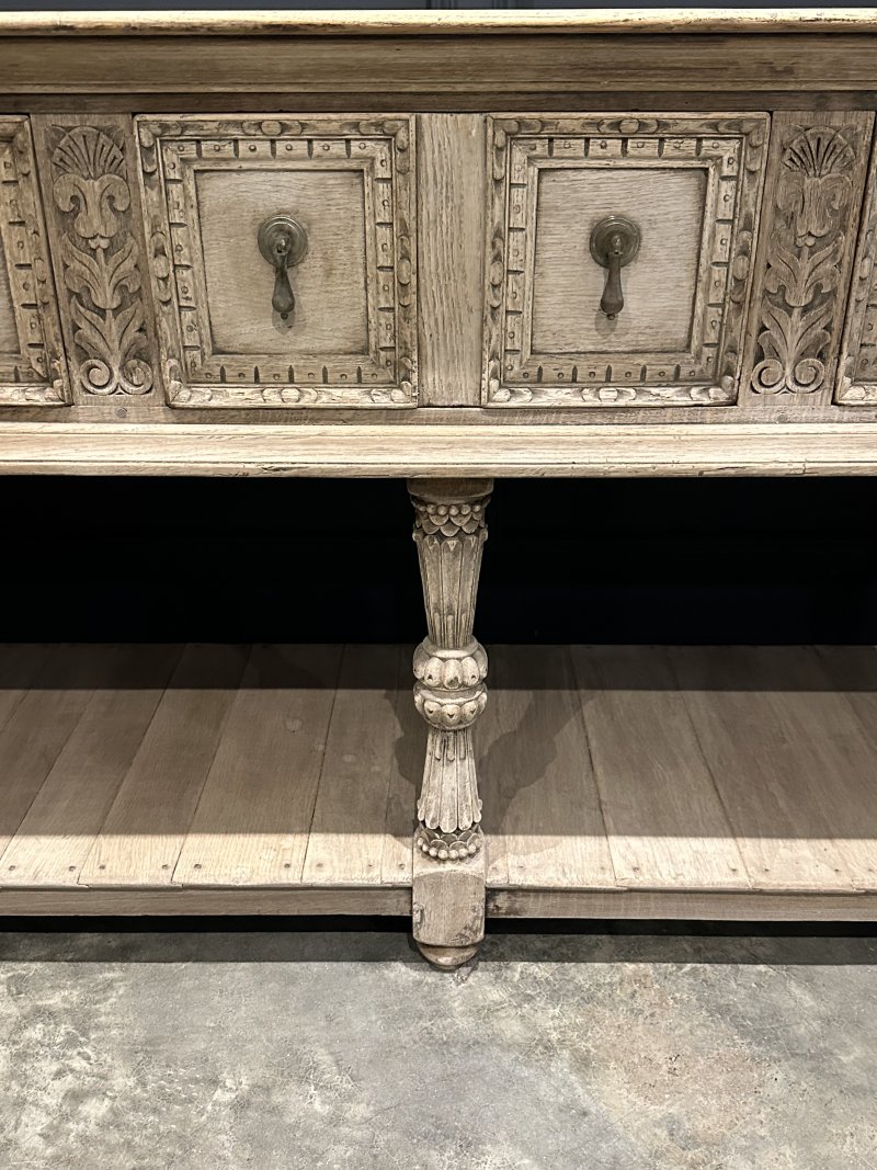 Carved Bleached Oak Potboard Dresser - Image 9