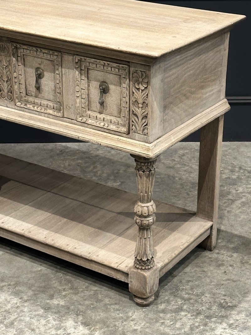 Carved Bleached Oak Potboard Dresser - Image 6
