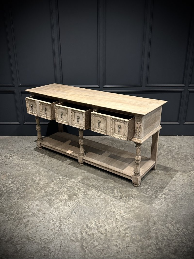 Carved Bleached Oak Potboard Dresser - Image 10