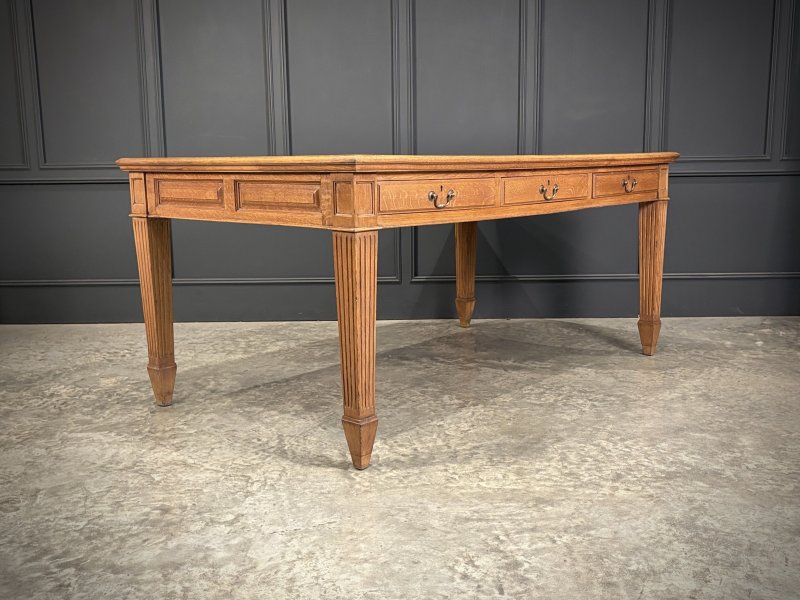 Large Oak & Leather Partners Writing Table (6ft x 3ft6) - Image 2