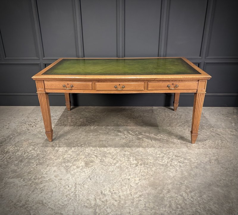 Large Oak & Leather Partners Writing Table (6ft x 3ft6)