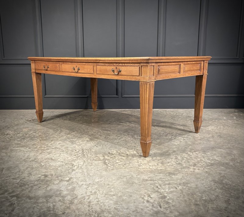 Large Oak & Leather Partners Writing Table (6ft x 3ft6) - Image 3