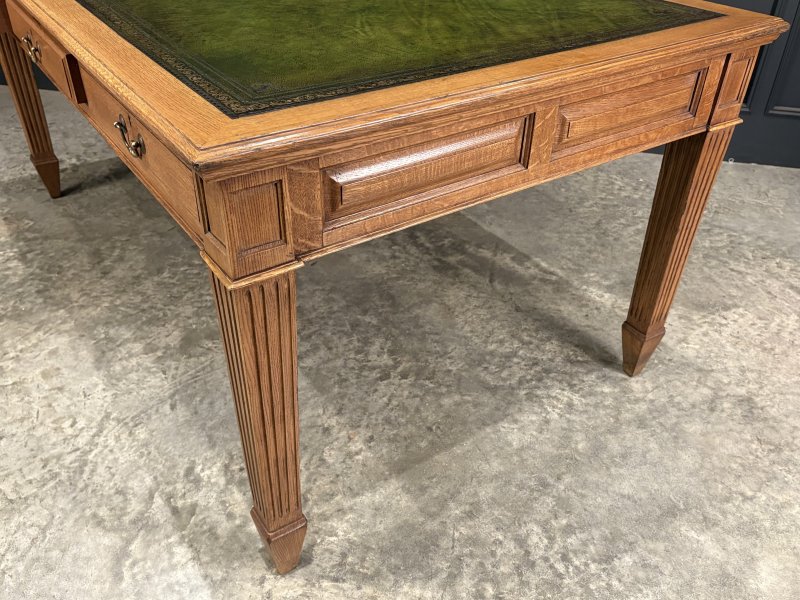 Large Oak & Leather Partners Writing Table (6ft x 3ft6) - Image 10