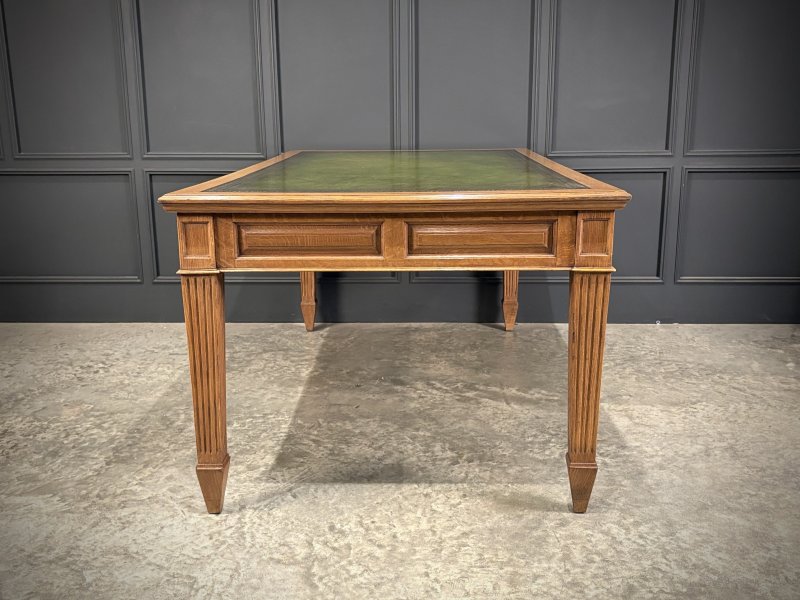 Large Oak & Leather Partners Writing Table (6ft x 3ft6) - Image 9
