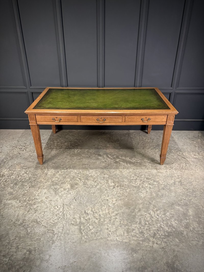 Large Oak & Leather Partners Writing Table (6ft x 3ft6) - Image 13