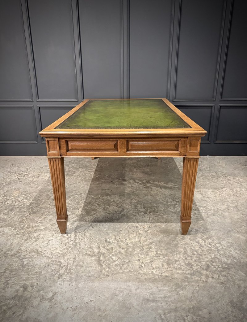 Large Oak & Leather Partners Writing Table (6ft x 3ft6) - Image 12