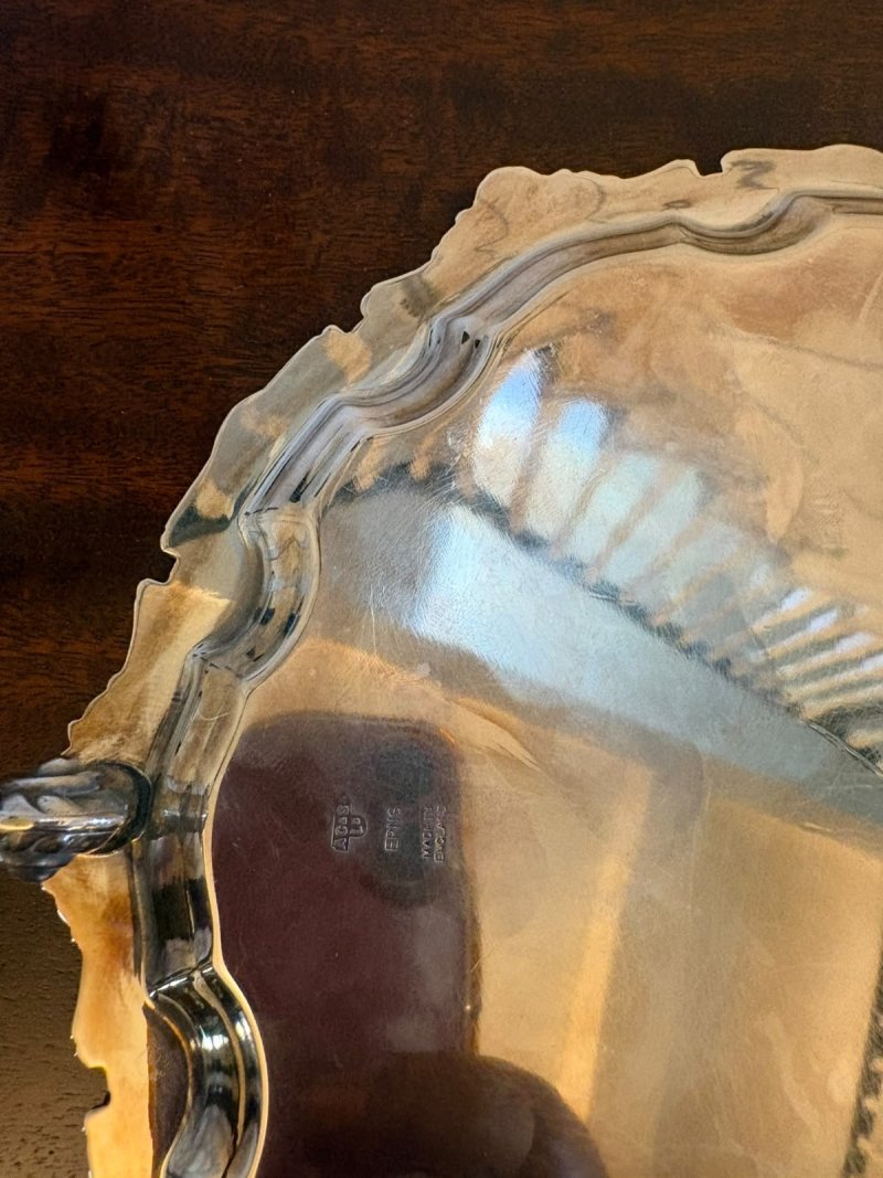 Antique Edwardian Silver Plated Salver Tray - Image 5