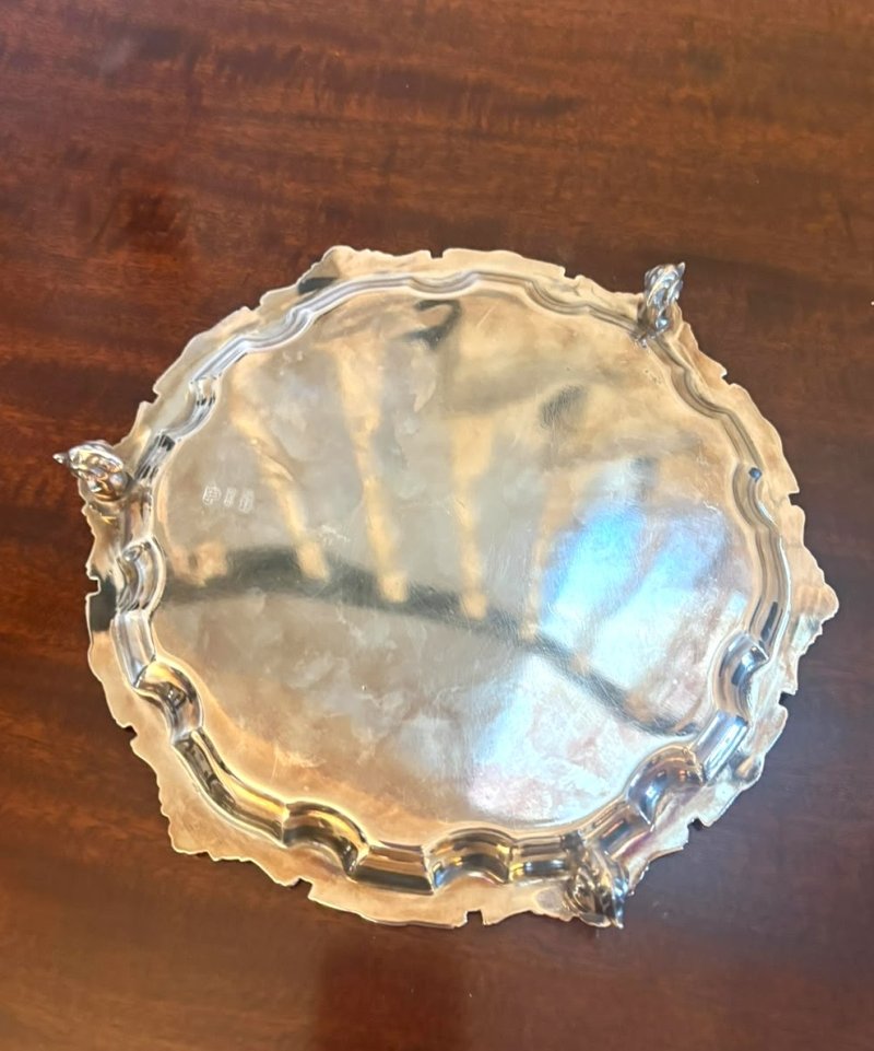 Antique Edwardian Silver Plated Salver Tray - Image 4