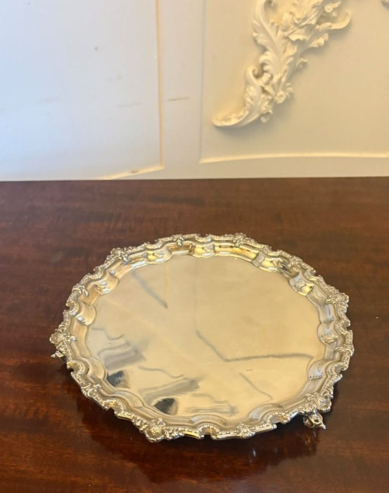 Antique Edwardian Silver Plated Salver Tray - Image 2