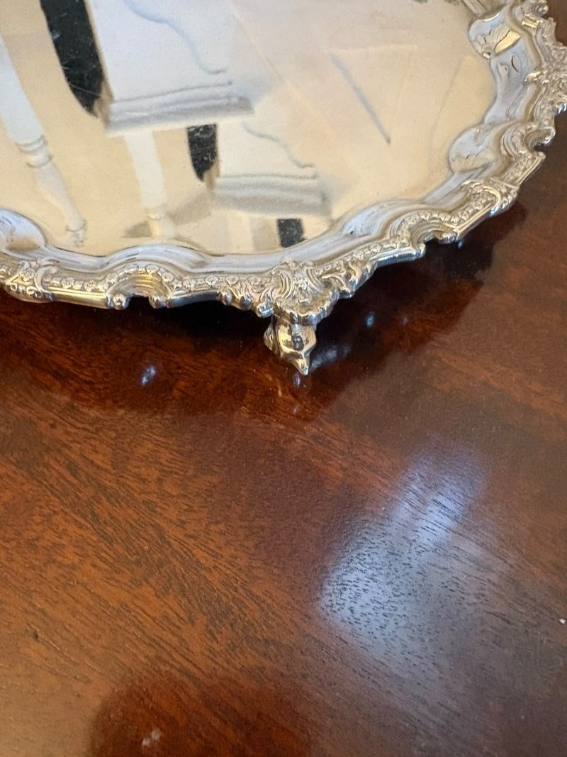 Antique Edwardian Silver Plated Salver Tray - Image 8