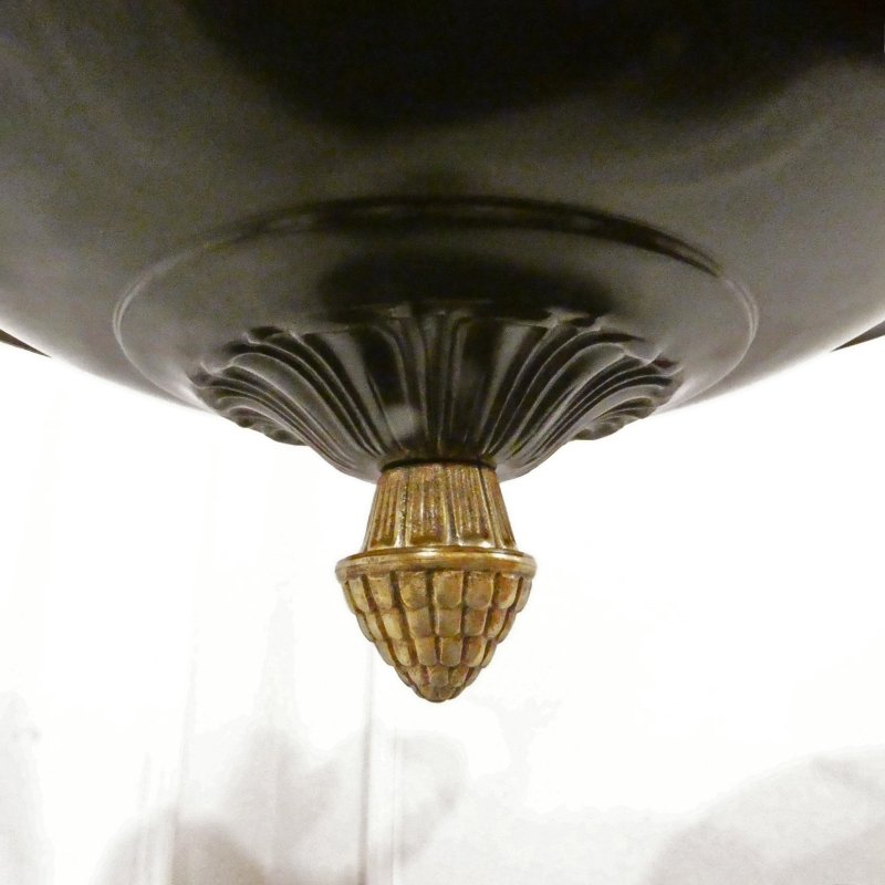 Art Deco Period Bronze & Alabaster Chandelier in the Empire Style - Image 16