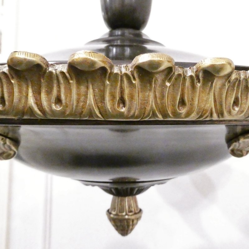 Art Deco Period Bronze & Alabaster Chandelier in the Empire Style - Image 7