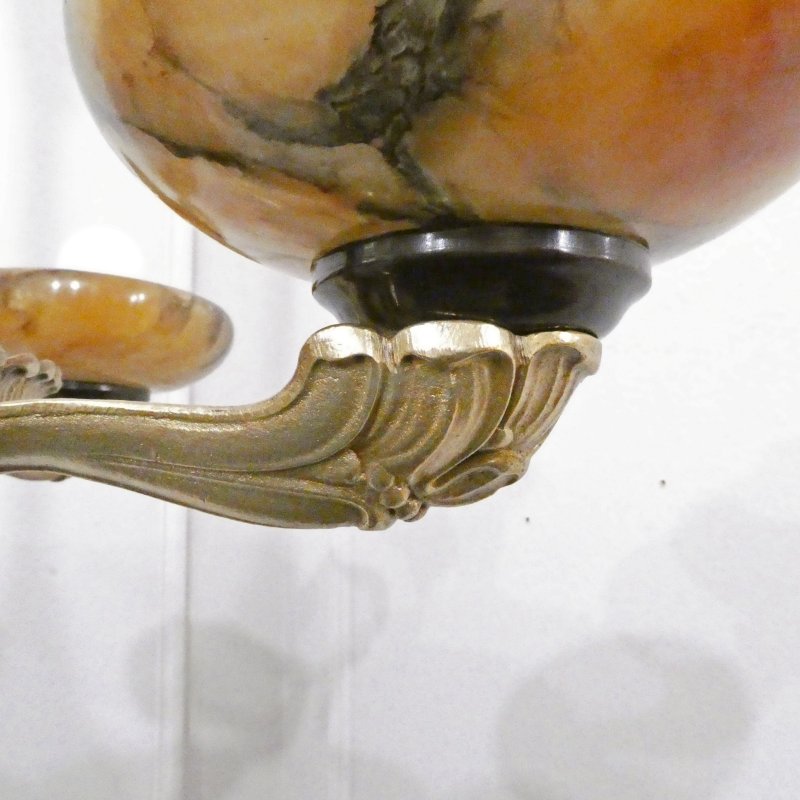 Art Deco Period Bronze & Alabaster Chandelier in the Empire Style - Image 11