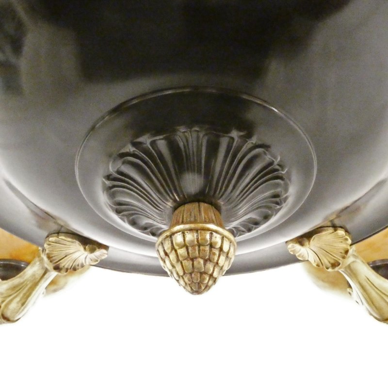 Art Deco Period Bronze & Alabaster Chandelier in the Empire Style - Image 15