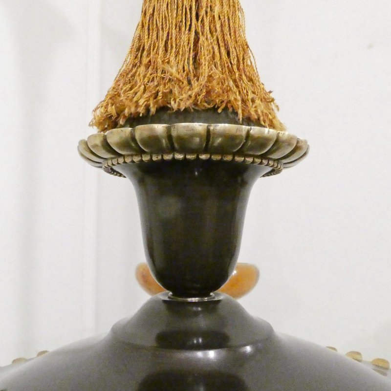 Art Deco Period Bronze & Alabaster Chandelier in the Empire Style - Image 13