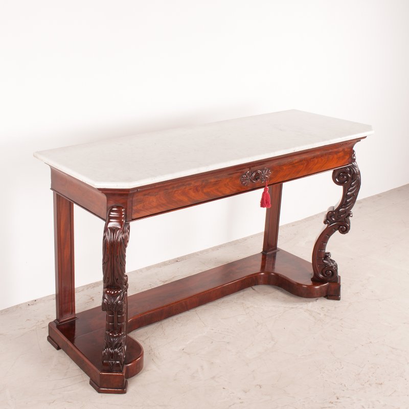 19thC Large French Mahogany Console Table - Image 2