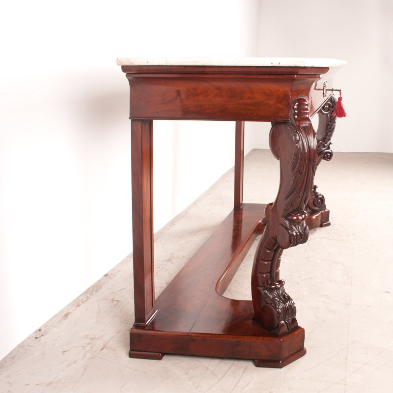 19thC Large French Mahogany Console Table - Image 3