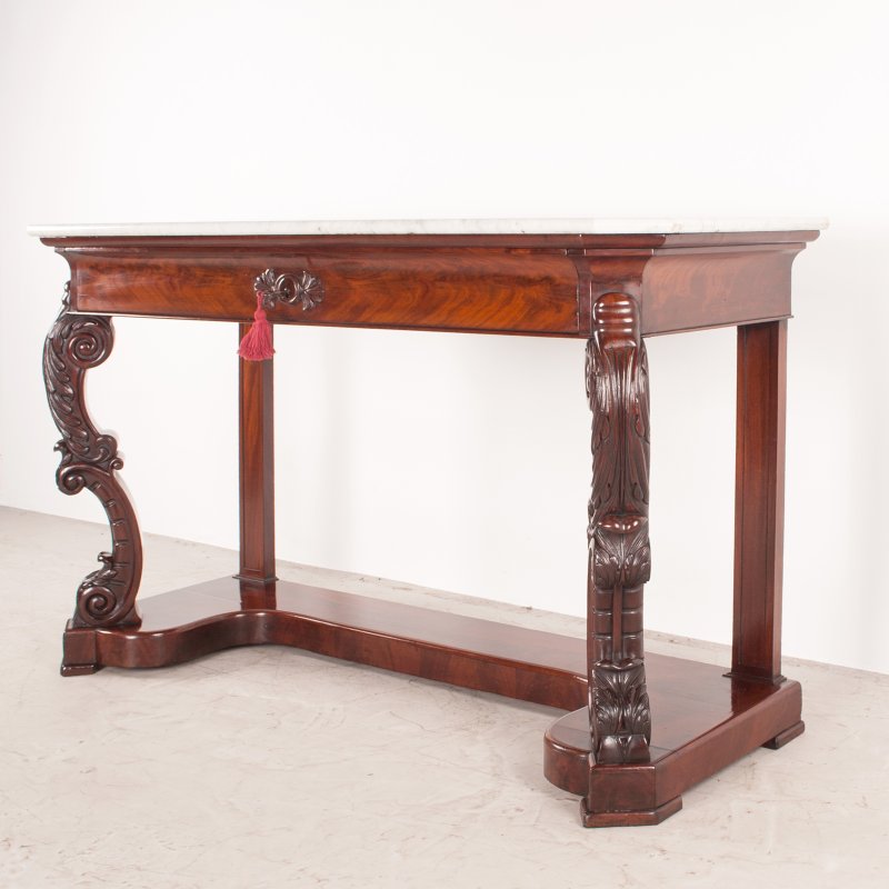 19thC Large French Mahogany Console Table - Image 4