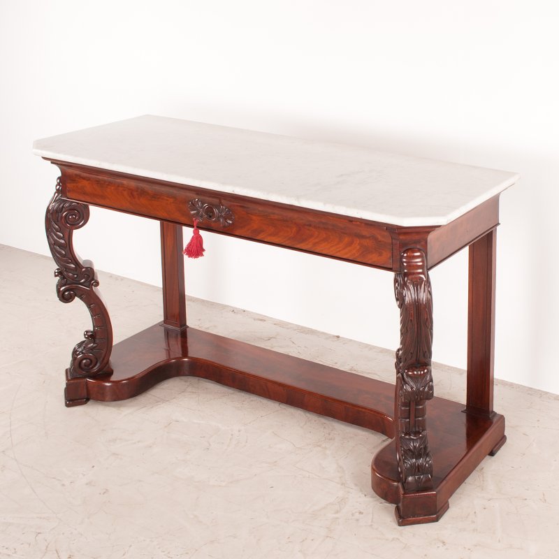 19thC Large French Mahogany Console Table - Image 5