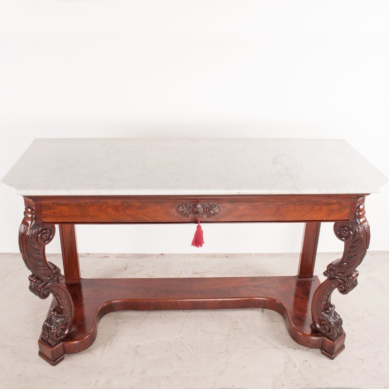 19thC Large French Mahogany Console Table - Image 6