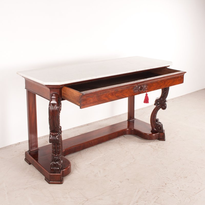 19thC Large French Mahogany Console Table - Image 7