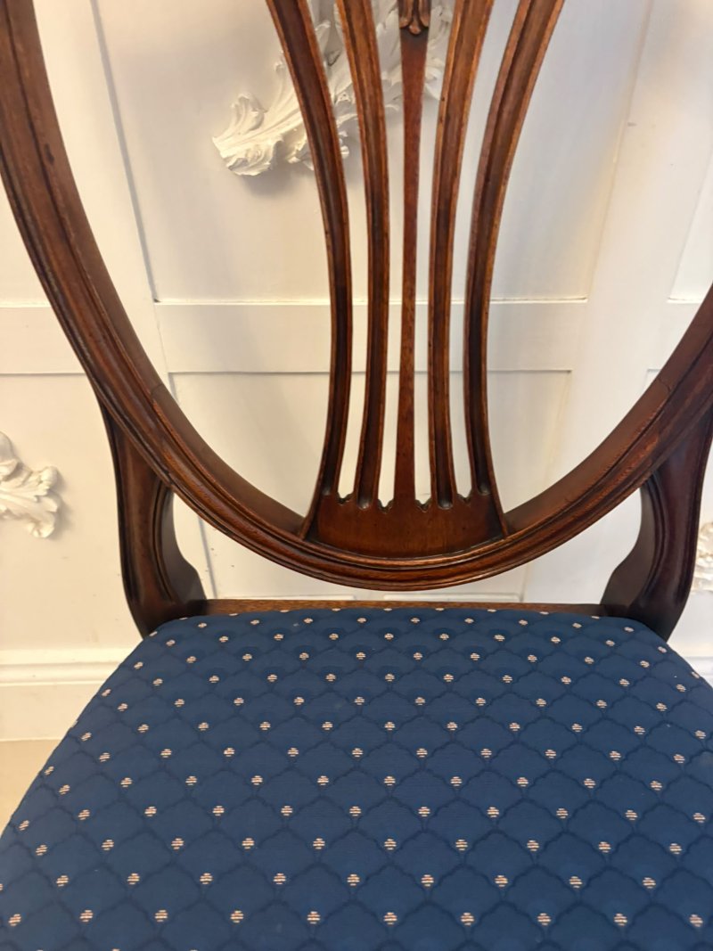 Antique Set of 12 Mahogany Shield Back Dining Chairs – 10 Dining Chairs & 2 Carvers - Image 5