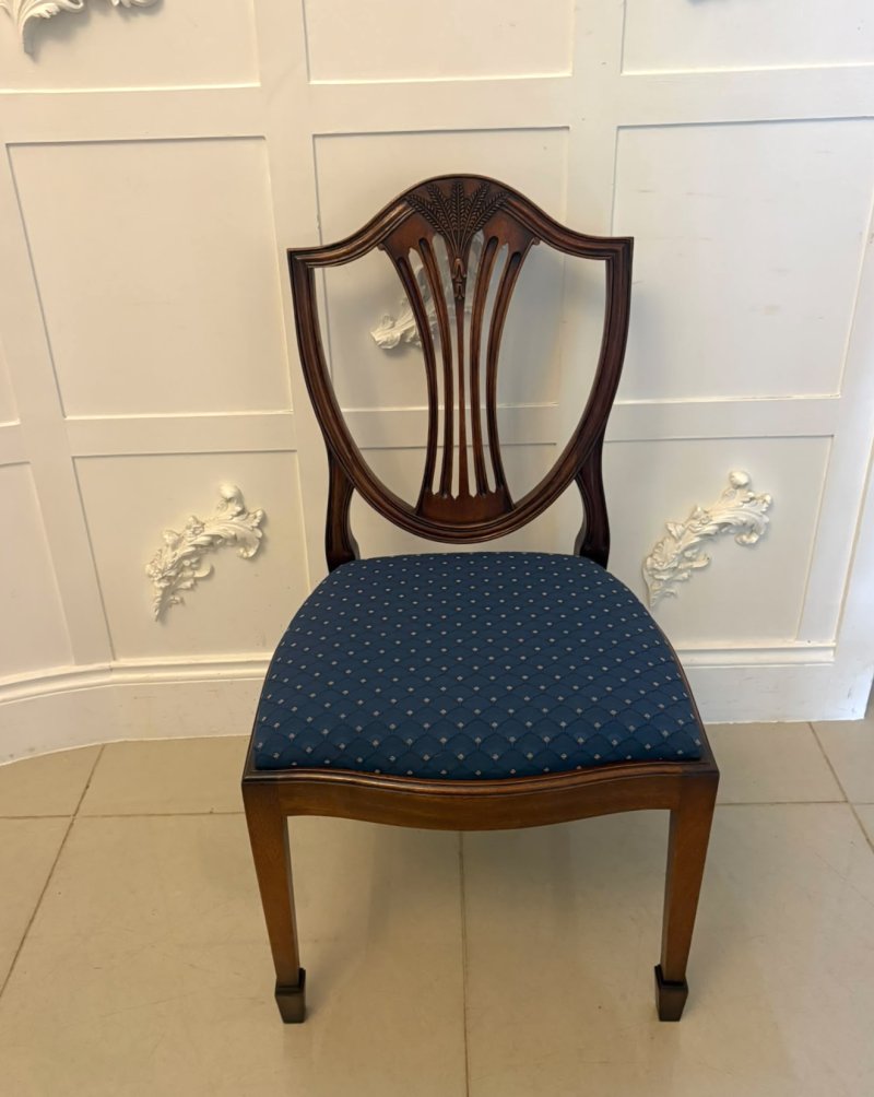 Antique Set of 12 Mahogany Shield Back Dining Chairs – 10 Dining Chairs & 2 Carvers - Image 10