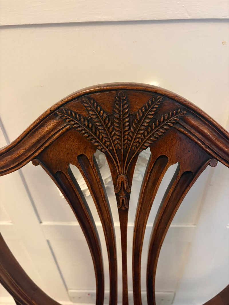 Antique Set of 12 Mahogany Shield Back Dining Chairs – 10 Dining Chairs & 2 Carvers - Image 13