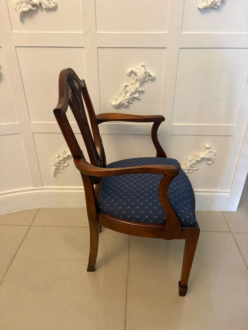 Antique Set of 12 Mahogany Shield Back Dining Chairs – 10 Dining Chairs & 2 Carvers - Image 15