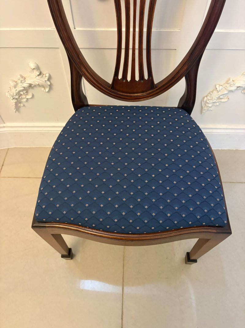 Antique Set of 12 Mahogany Shield Back Dining Chairs – 10 Dining Chairs & 2 Carvers - Image 16