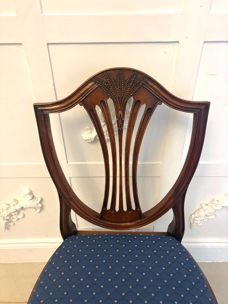 Antique Set of 12 Mahogany Shield Back Dining Chairs – 10 Dining Chairs & 2 Carvers - Image 18