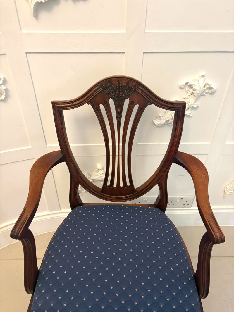 Antique Set of 12 Mahogany Shield Back Dining Chairs – 10 Dining Chairs & 2 Carvers - Image 22