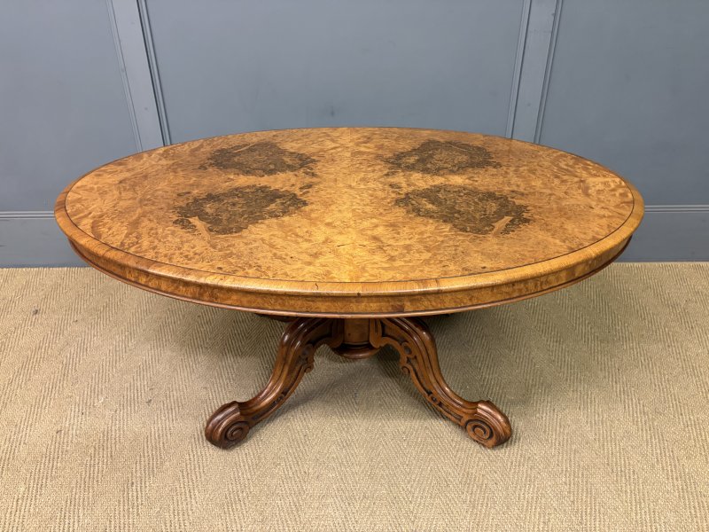 Large Sized Victorian Burr Walnut Coffee Table - Image 2