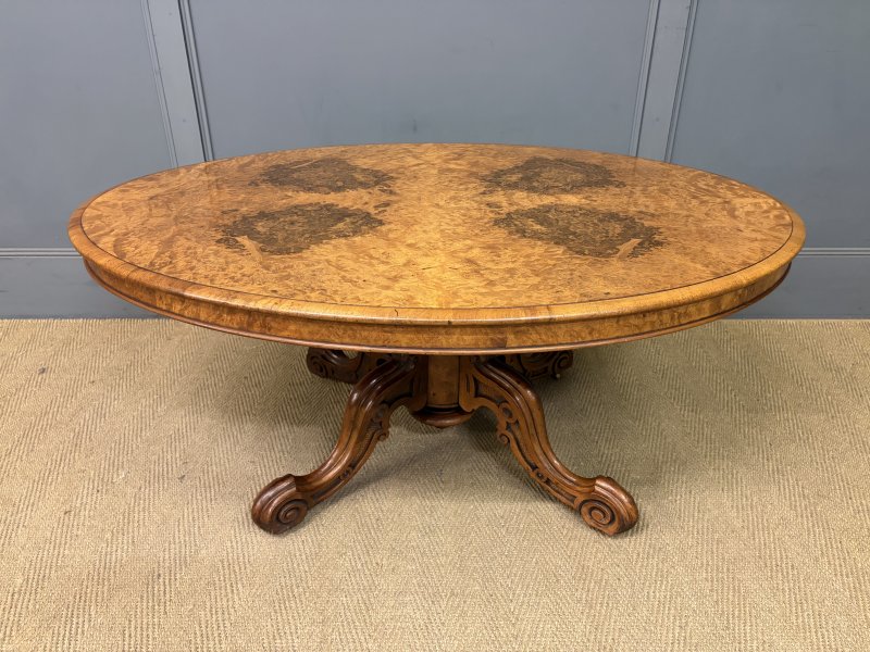 Large Sized Victorian Burr Walnut Coffee Table - Image 3