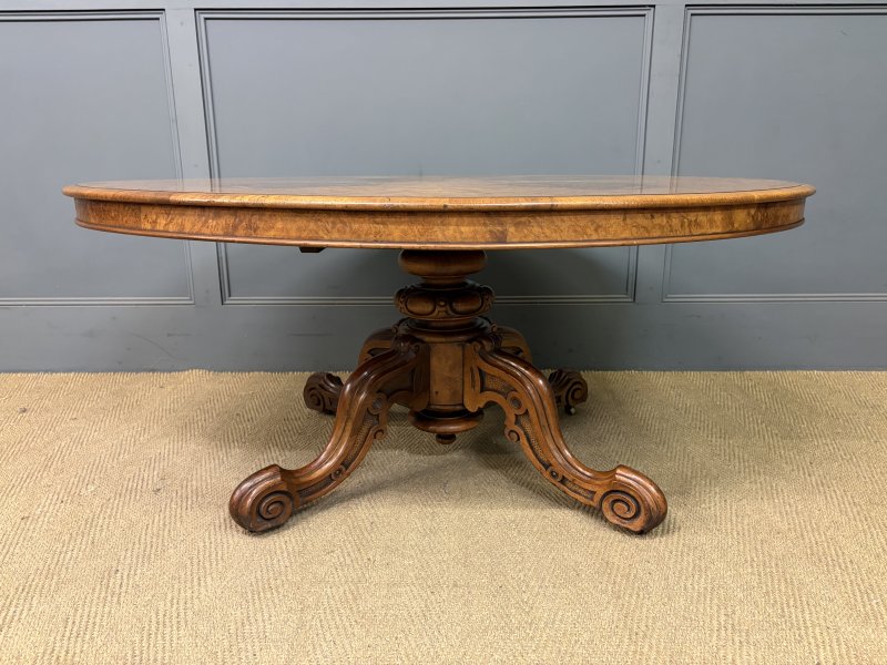 Large Sized Victorian Burr Walnut Coffee Table - Image 4