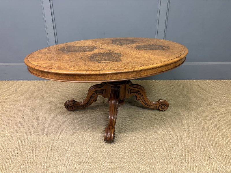 Large Sized Victorian Burr Walnut Coffee Table - Image 12