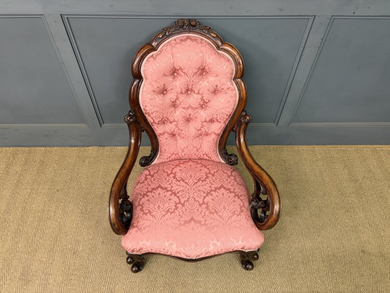 Pair of Victorian Walnut Nursing Chairs - Image 9