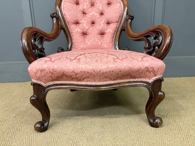 Pair of Victorian Walnut Nursing Chairs - Image 10