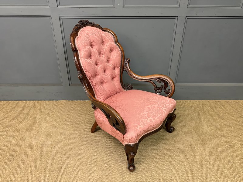 Pair of Victorian Walnut Nursing Chairs - Image 4