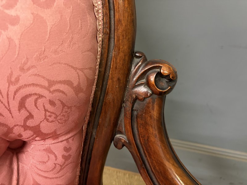 Pair of Victorian Walnut Nursing Chairs - Image 2