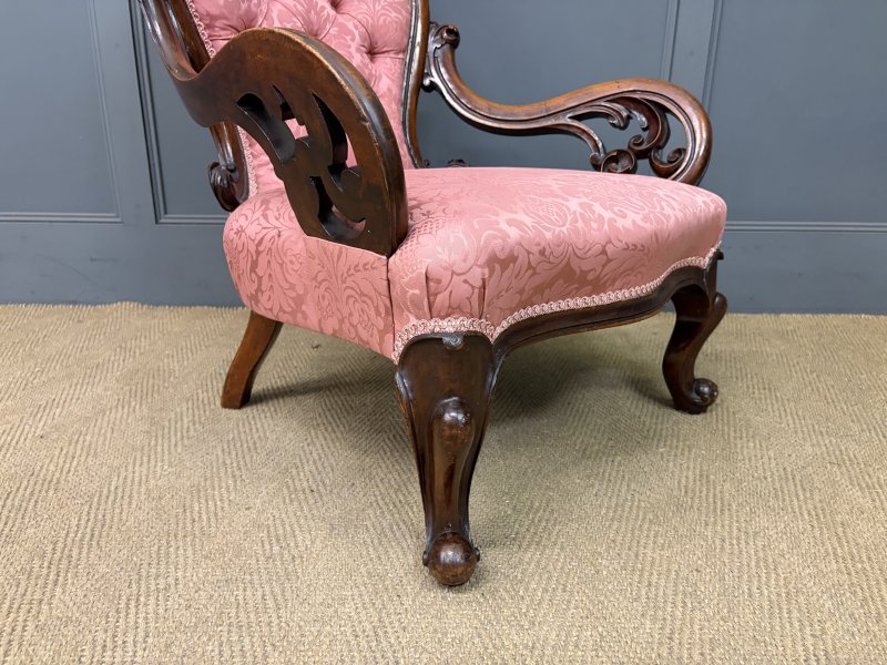 Pair of Victorian Walnut Nursing Chairs - Image 5