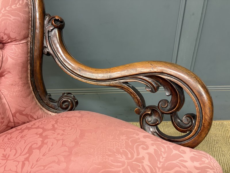 Pair of Victorian Walnut Nursing Chairs - Image 7