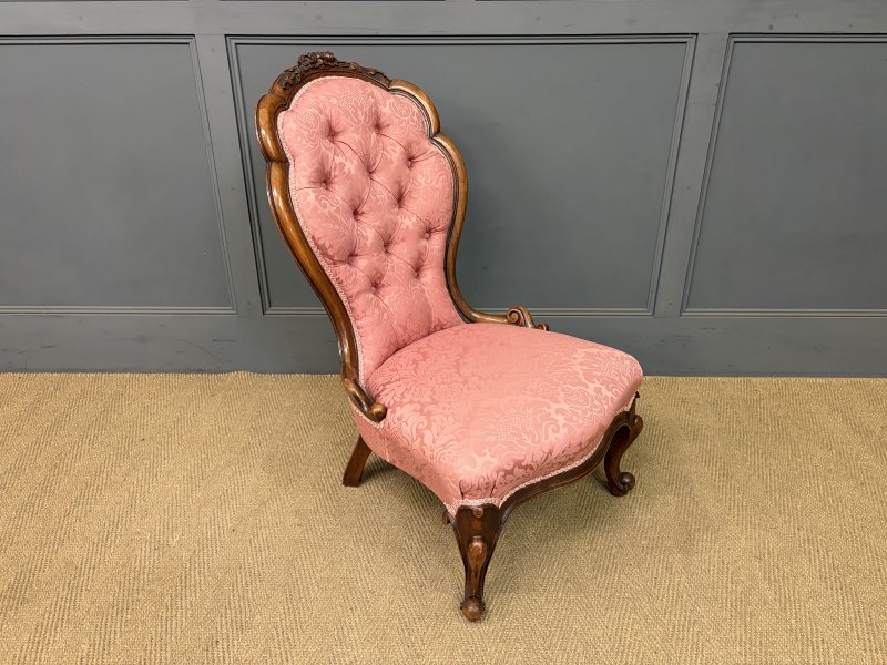 Pair of Victorian Walnut Nursing Chairs - Image 14