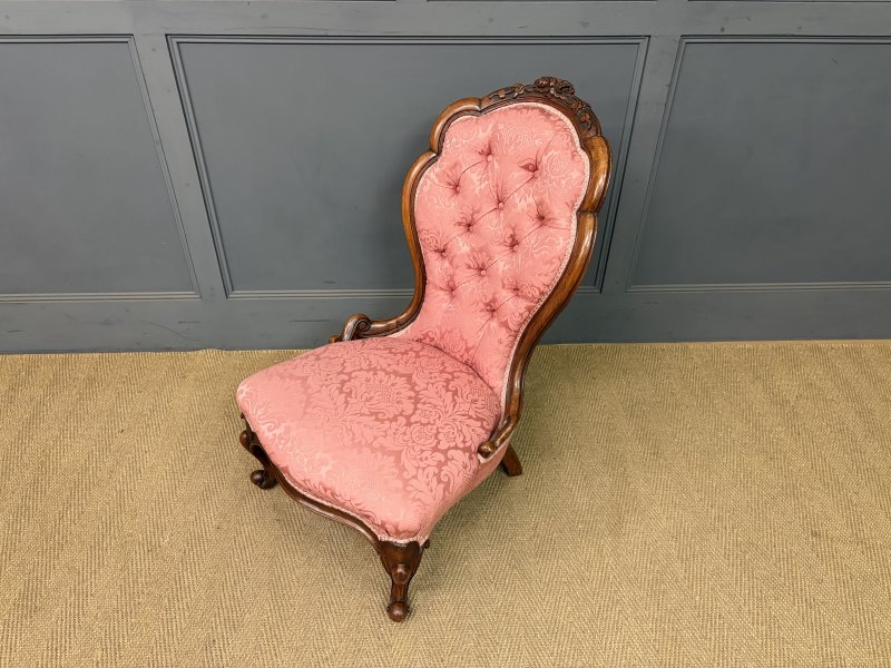 Pair of Victorian Walnut Nursing Chairs - Image 17