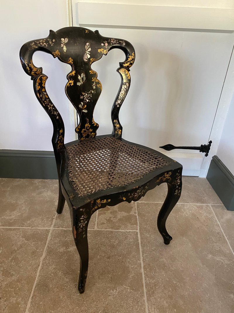 Victorian Ebonised Chinoiserie Chair