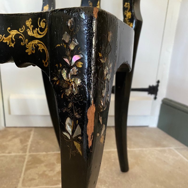 Victorian Ebonised Chinoiserie Chair - Image 5
